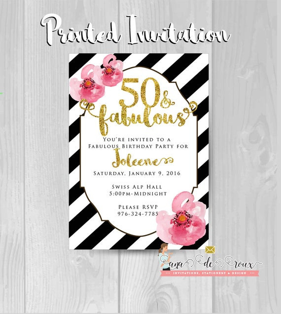 50 And Fabulous Birthday Decorations
 Fifty and fabulous birthday invitation Fifty by anaderoux