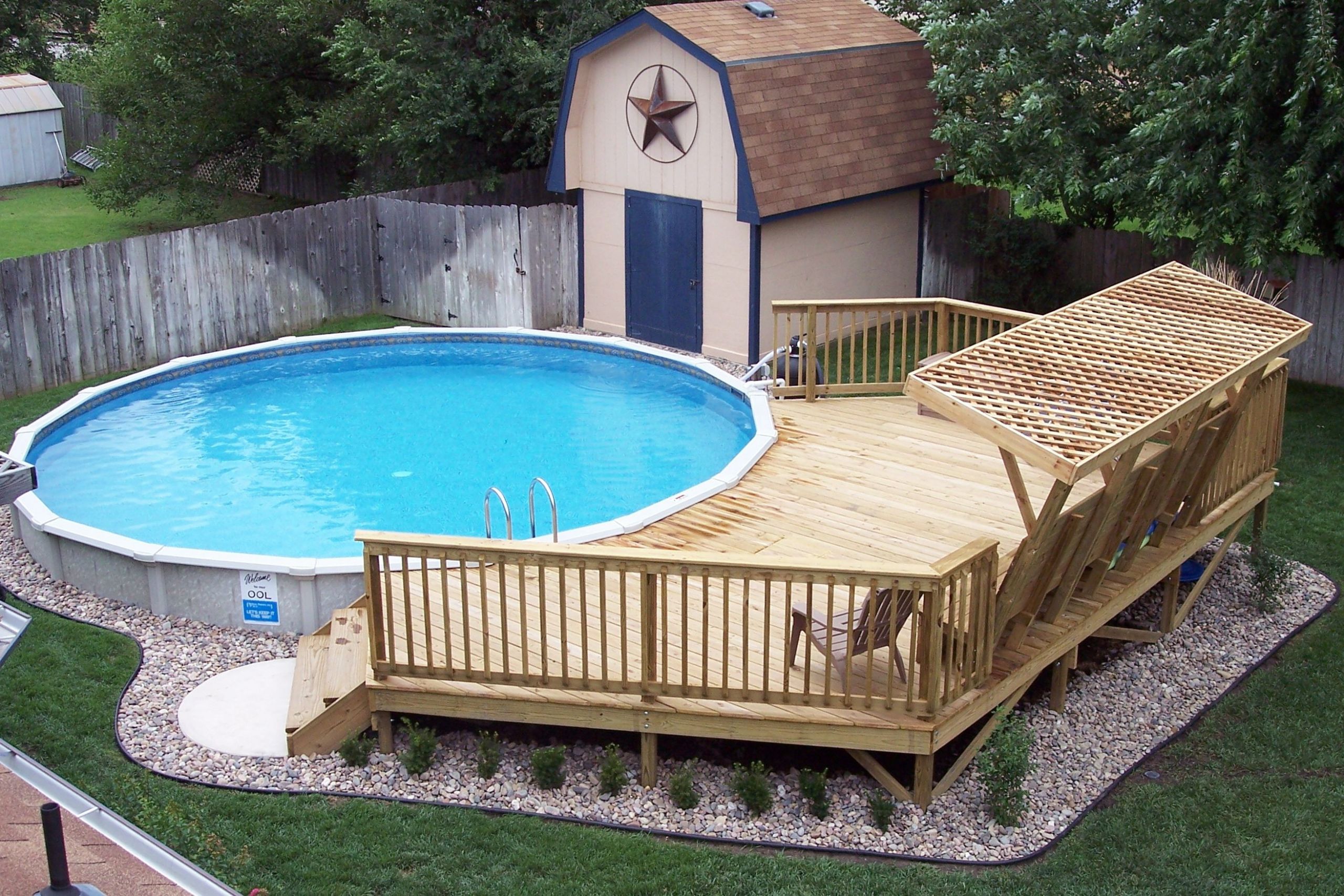 Above Ground Pool Deck Ideas
 View of 24 round 52" tall above ground pool that is sunk