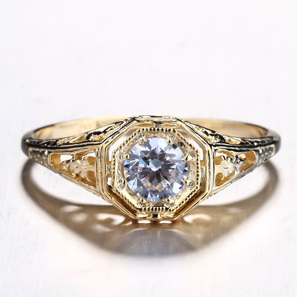 Antique Wedding Ring
 VINTAGE 4 5 5mm AAA CUBIC ZIRCONIA ANTIQUE WEDDING