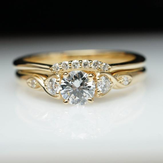 Antique Wedding Ring
 Vintage Antique Style Diamond Engagement Ring & Wedding Band