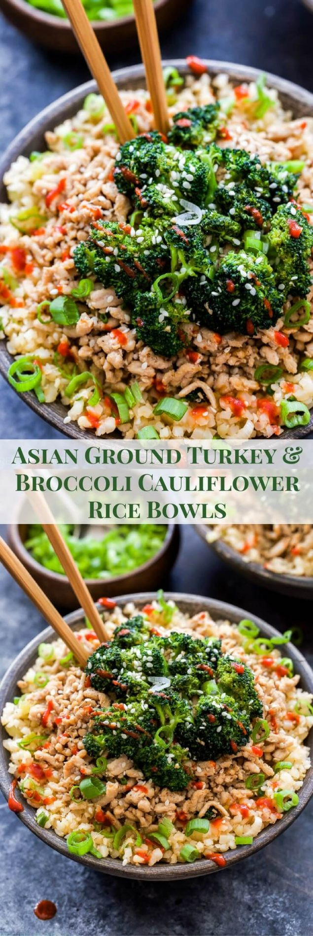 Asian Ground Turkey Recipes
 Asian Ground Turkey and Broccoli Cauliflower Rice Bowls