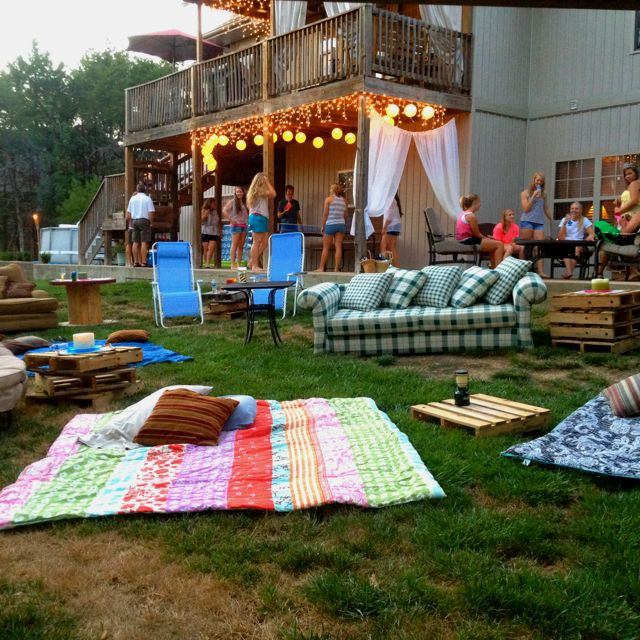 Backyard Party Ideas For Teens
 Outdoor movie night 16th birthday party Swimming movie