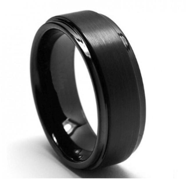 Black Mens Wedding Ring
 Tungsten Wedding Band Black Tungsten Rings Matte