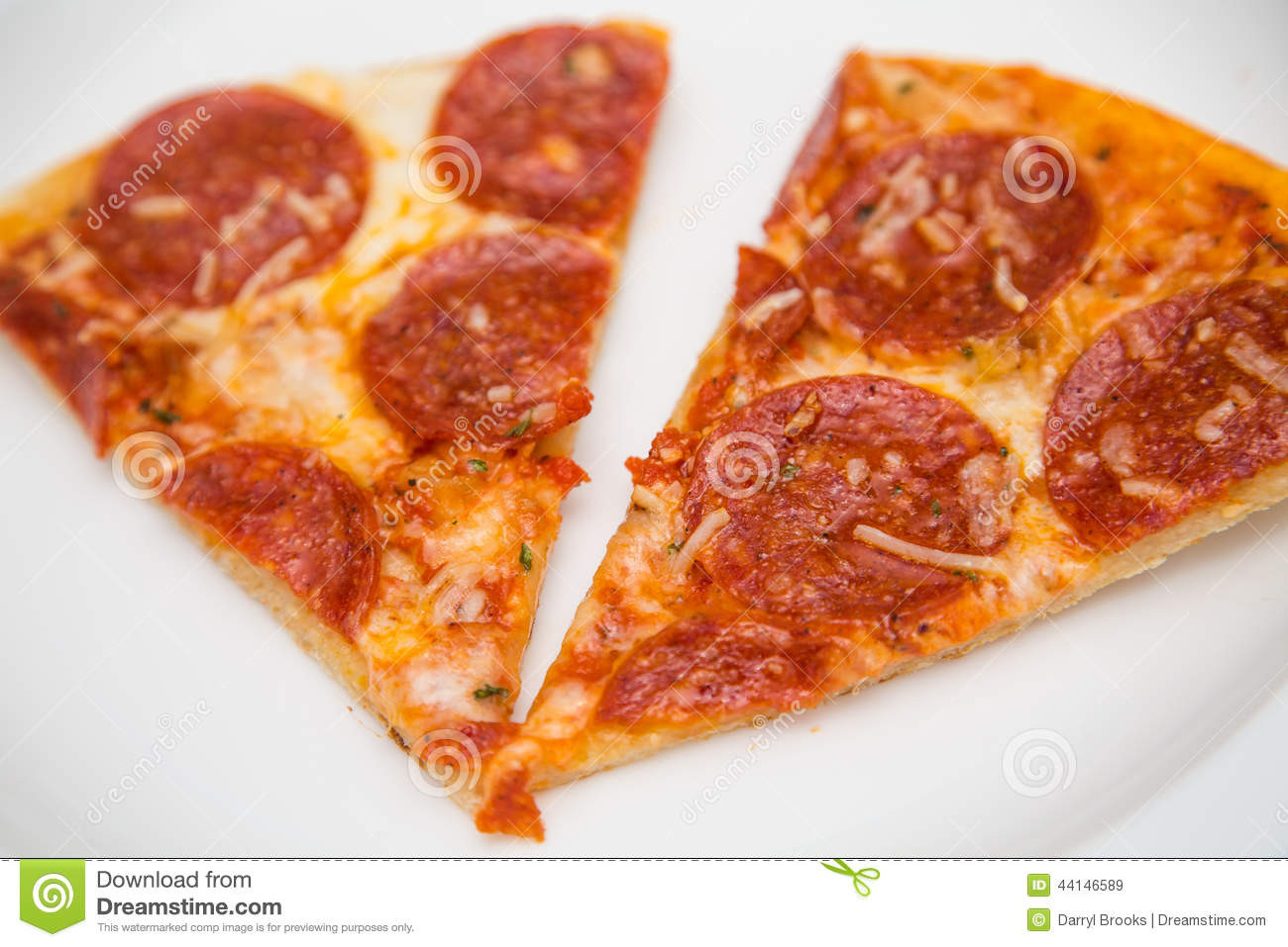 Calories In A Slice Of Pepperoni Pizza
 Two Slices Pepperoni Pizza White Plate Stock Image