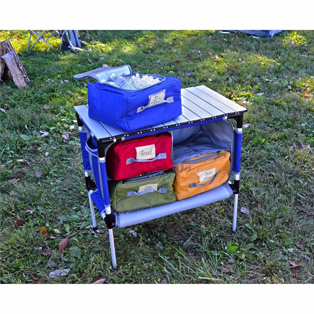 Camping Kitchen Storage
 Portable Camping Table Roll up Camp Kitchen Storage