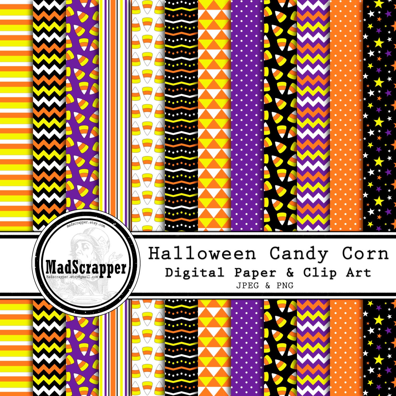 Candy Corn Colors
 Digital Scrapbook Paper Candy Corn Colors Halloween Paper and