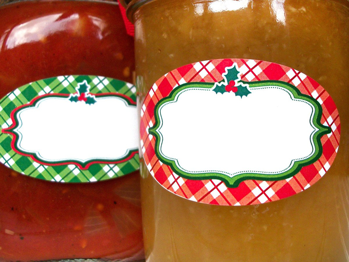 Canning Gift Ideas Holidays
 Plaid Red & Green Christmas Oval Canning Labels for mason