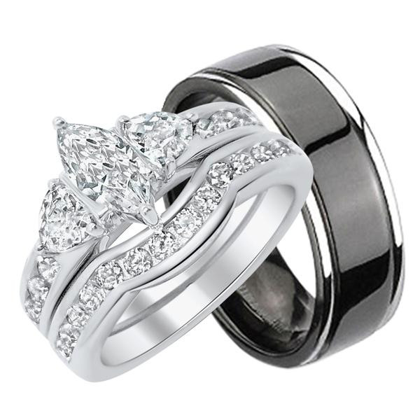 Cheap Wedding Ring Sets For Her
 CZ Wedding Ring Sets Engagement Rings Matching His Her