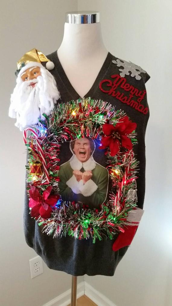 Christmas Sweater DIY
 Buddy the ELF Light Up Ugly Christmas Sweater by