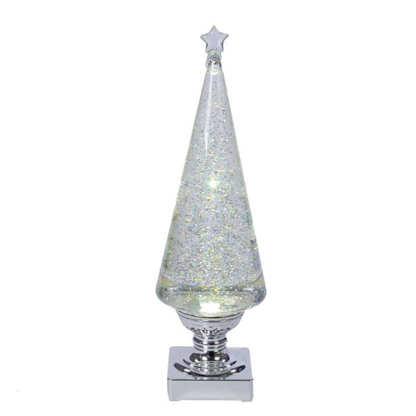 Christmas Tree Lava Lamp
 Battery Operated Clear and Silver Lava LED Lighted