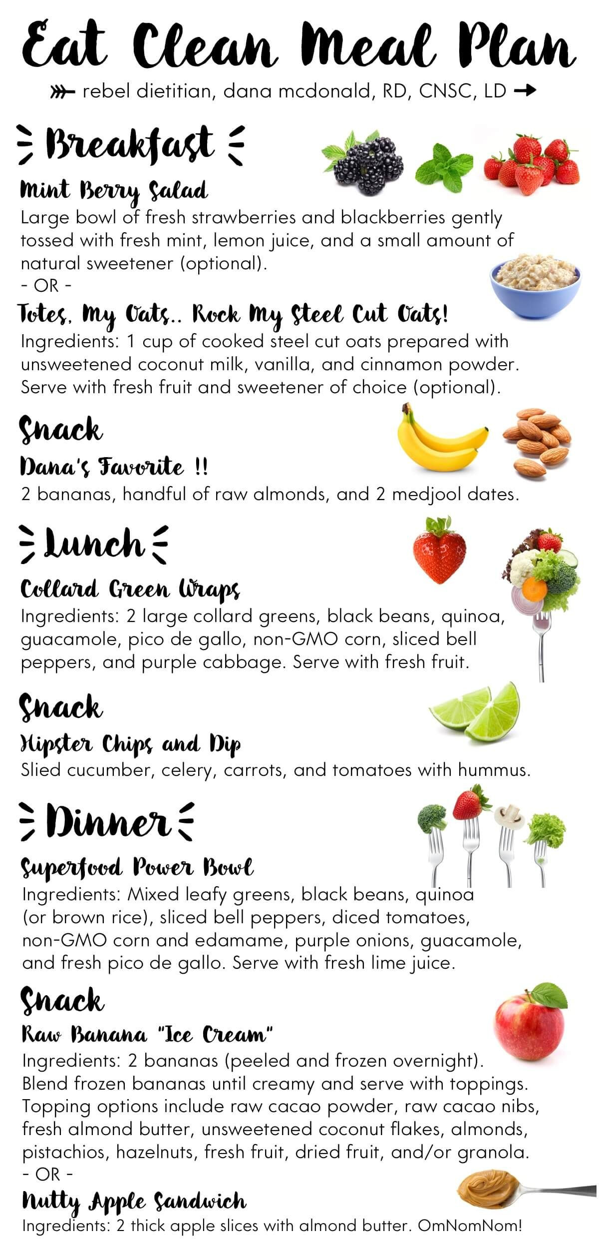 Clean Eating Diet Menu
 Meal Planning