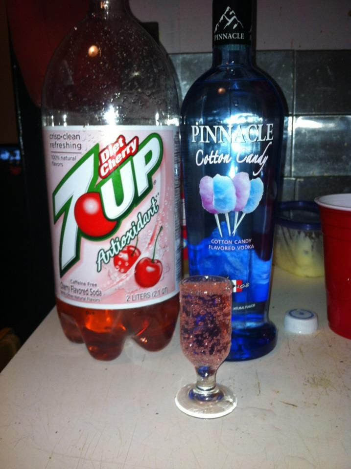 Cotton Candy Vodka Drinks
 Pinnacle cotton candy vodka and t cherry 7up