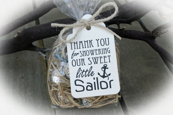 Diy Nautical Baby Shower Favors
 Nautical Baby Shower favor 25 DIY Bags Tags w Ribbon Candy