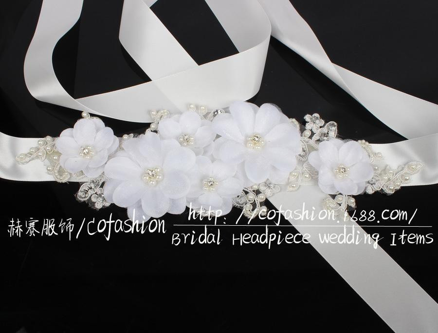 DIY Wedding Dress Sash
 Wholesale Luxury White Lace Flower Wedding Dress Belt
