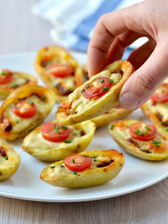 Easy Vegetarian Appetizers Finger Foods
 Mini Vegan Pizza Potato Skins Recipe Pinterest