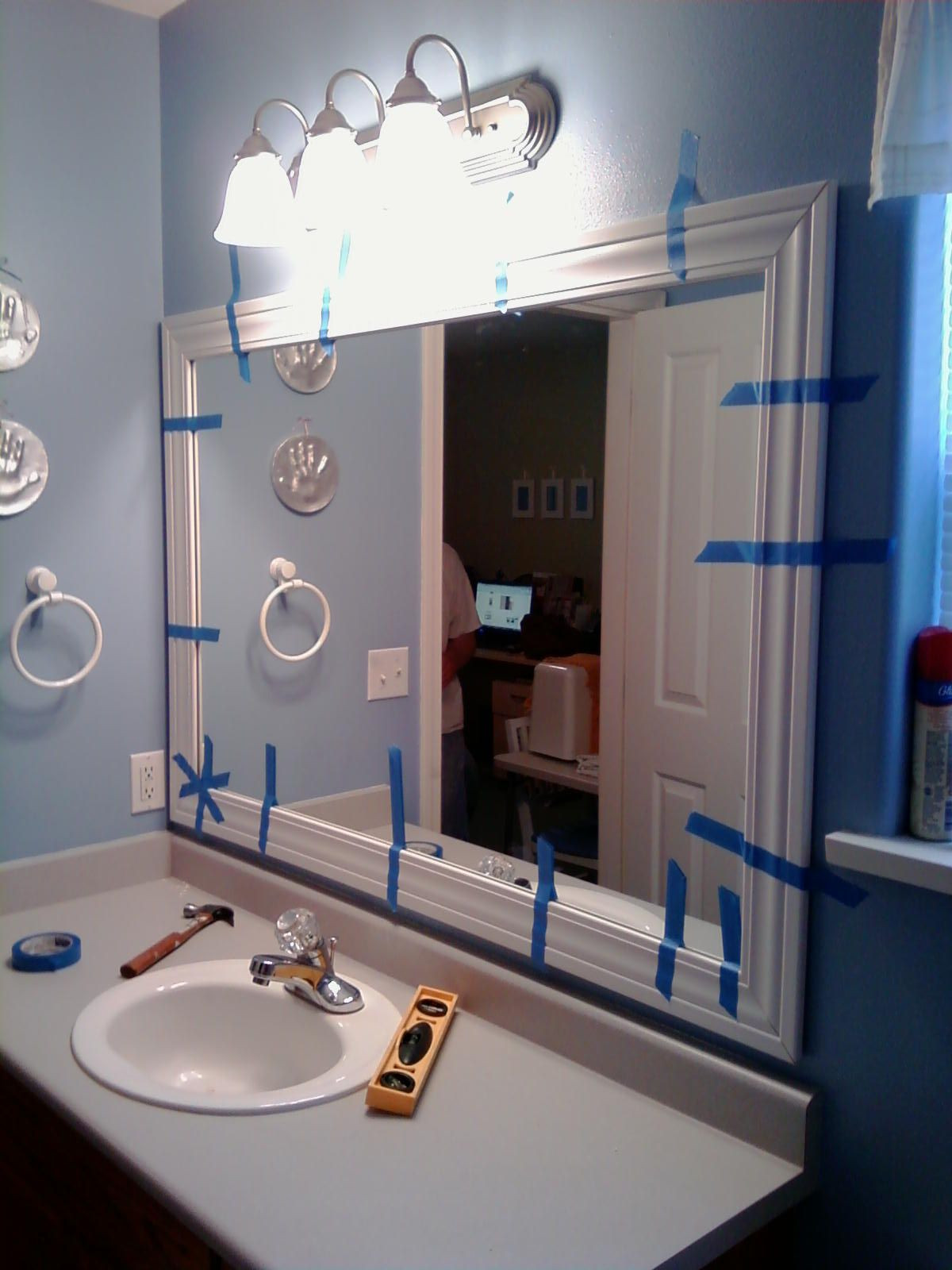 Framed Bathroom Mirror Ideas
 This Thrifty House Framed Bathroom Mirror howto