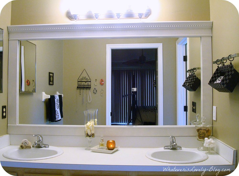 Framed Bathroom Mirror Ideas
 Bathroom Mirror Framed with Crown Molding