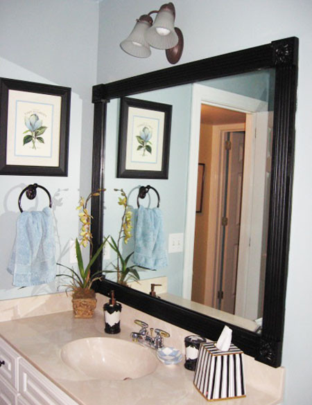 Framed Bathroom Mirror Ideas
 Redo old bathroom mirrors by framing them with spray