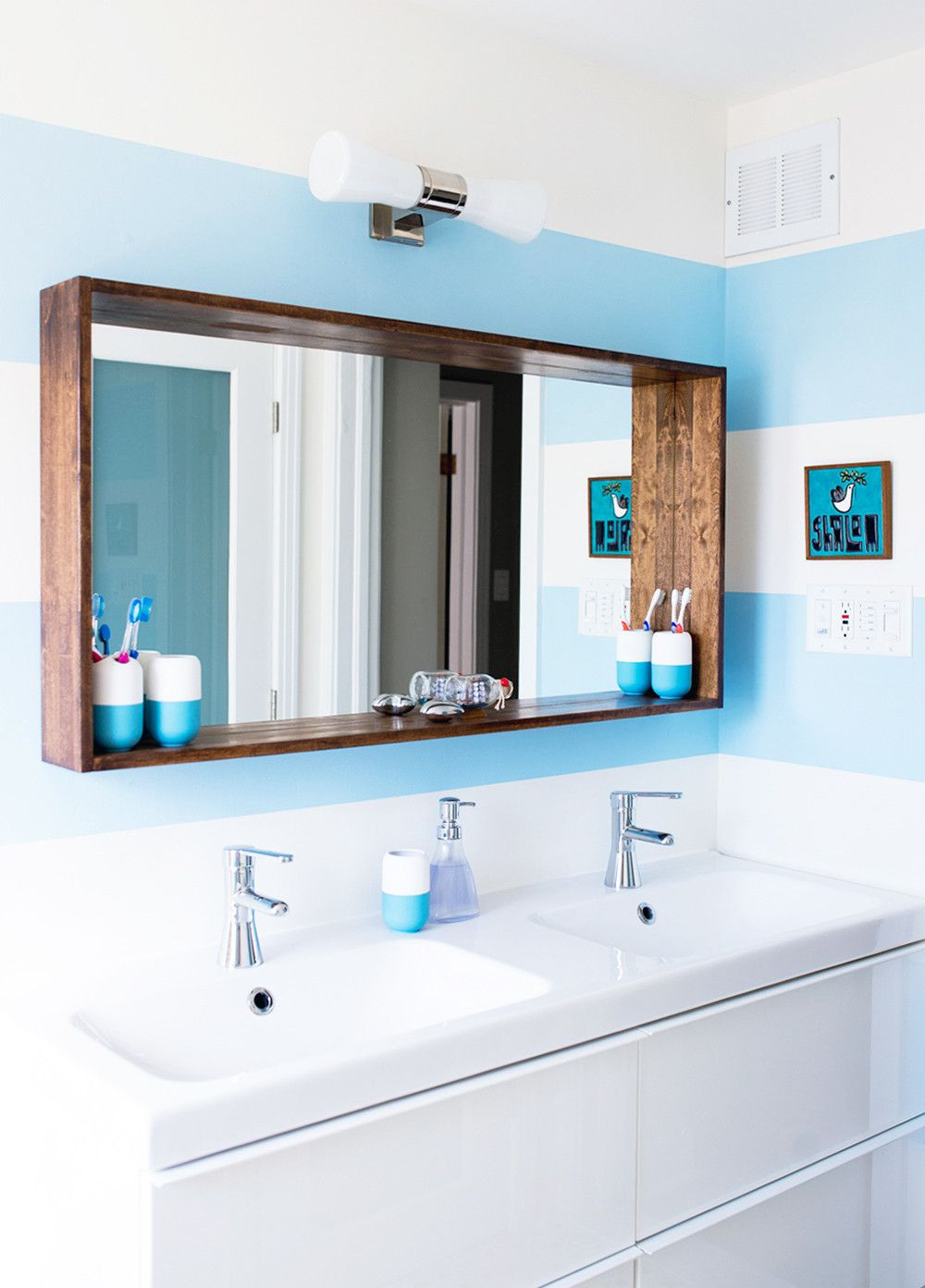 Framed Bathroom Mirror Ideas
 Before & After A Big Sea of Bright