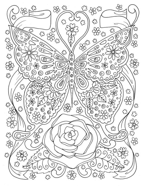 Free Printable Butterfly Coloring Pages Adults
 Butterfly Coloring page Adult Coloring Book Digital Coloring