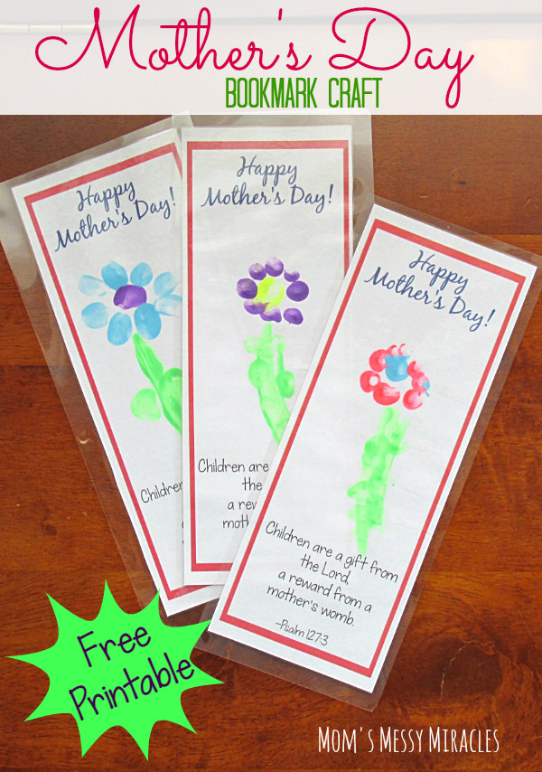 Free Printable Mothers Day Crafts
 Free Printable Bookmark Craft for Mother s Day The