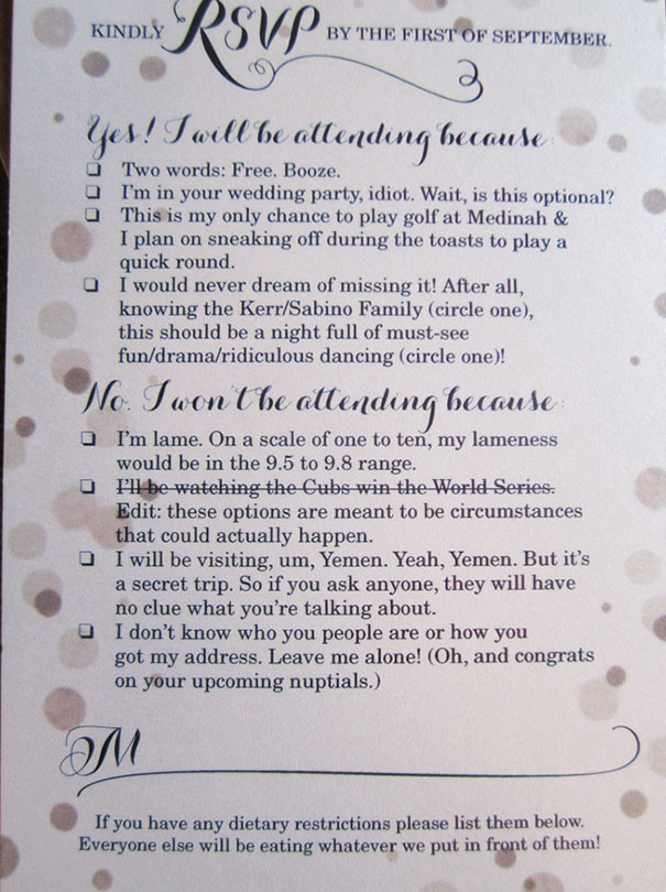 Funny Wedding Invitation Wording
 9 Hilarious Wedding Invitations That Simply Can’t Be