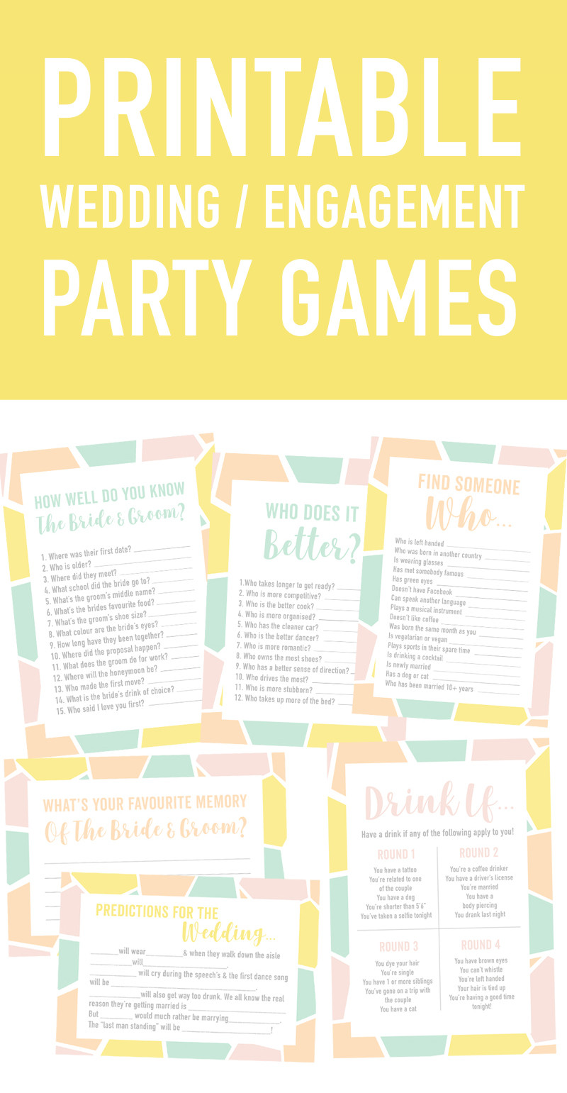 Game Ideas For Engagement Party
 FREE PRINTABLE ENGAGEMENT PARTY OR WEDDING ICE BREAKER