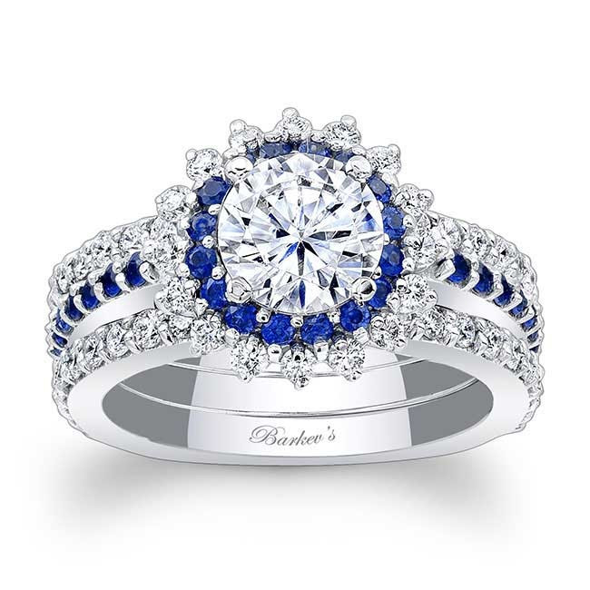 Gemstone Bridal Sets
 Barkev s Blue Sapphire Halo Bridal Set 7969S2BS