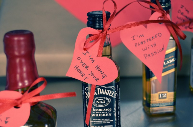 Gift Ideas For Guys For Valentines
 Mr Kate DIY liquor and hearts valentine for guys