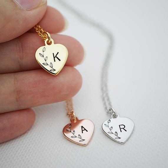 Girlfriend Jewelry Gift Ideas
 Heart Personalized Necklace Initial Necklace Heart necklace