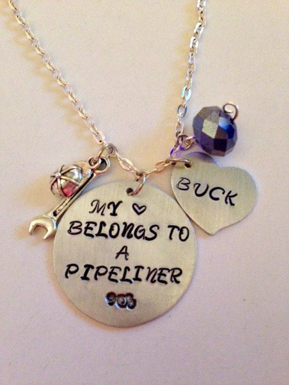 Girlfriend Jewelry Gift Ideas
 Pipeliners wife jewelry hand stamped by SouthernGirlCharmsAM
