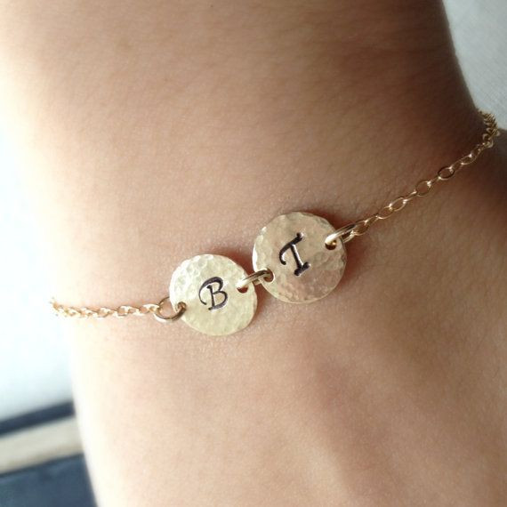 Girlfriend Jewelry Gift Ideas
 Monogram Bracelet Initial Bracelet Two Initials