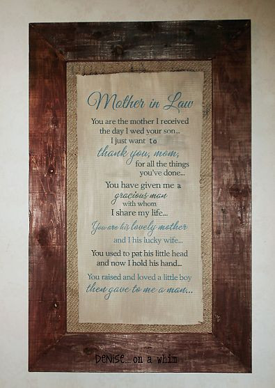 Great Gift Ideas For Mother In Law
 Mother In Law DIY Wall Art with Burlap Mat Crafts