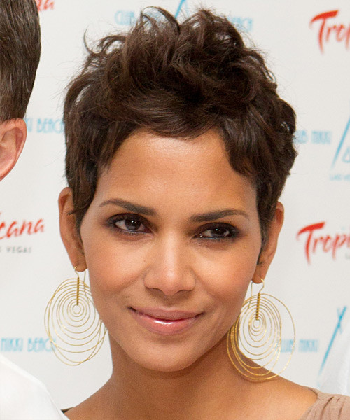 Halle Berry Short Hairstyles
 Halle Berry Short Straight Casual Hairstyle Light