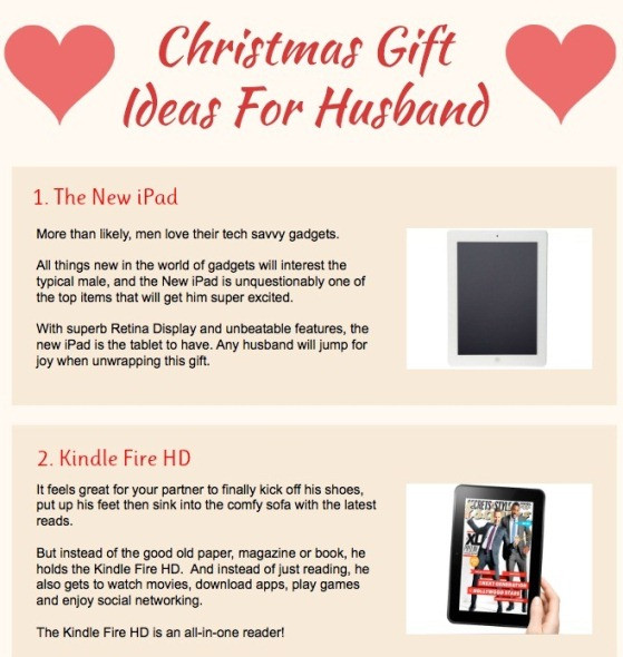 Holiday Gift Ideas Husband
 Top 5 Christmas Gift Ideas Infographics
