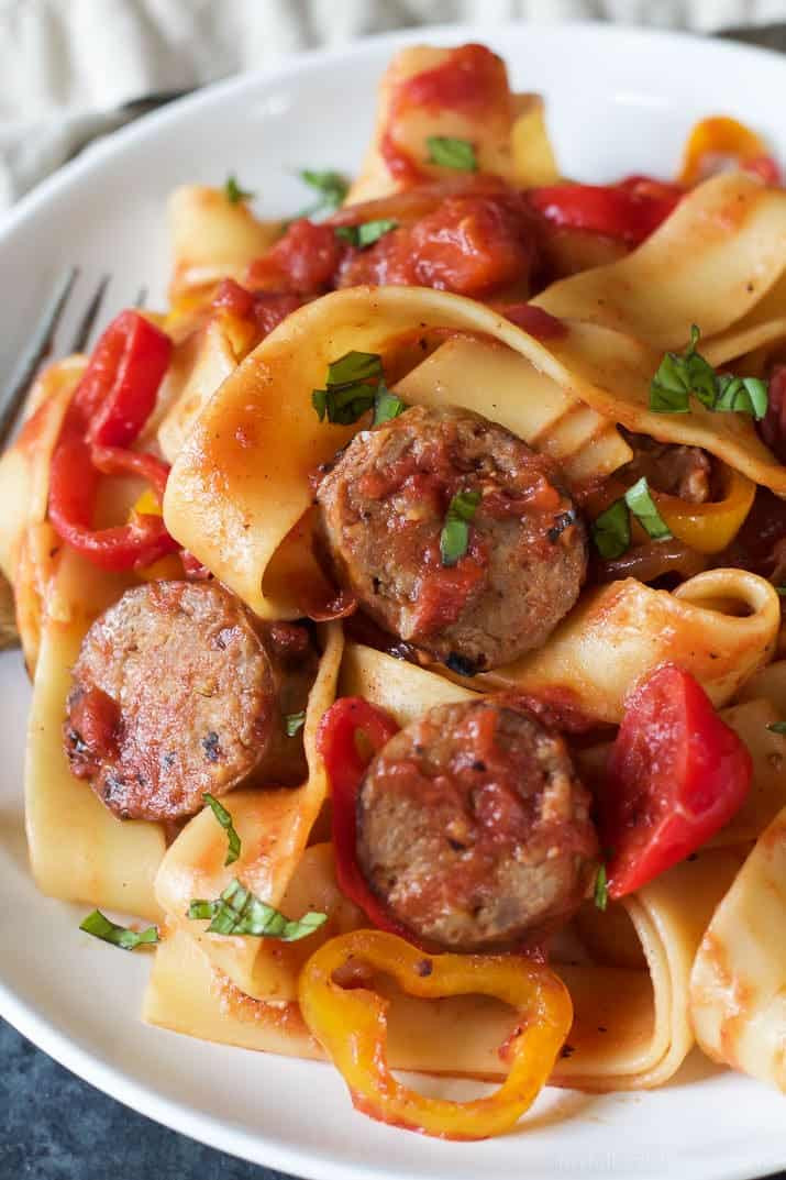 Italian Sausage Recipes Pasta
 Tomato Pappardelle Pasta with Italian Sausage and Peppers