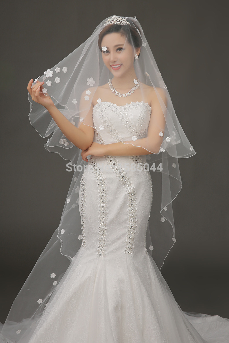 Ivory Veils Wedding
 Free Shipping In Stock 2015 Ivory Bridal Veil e Layer