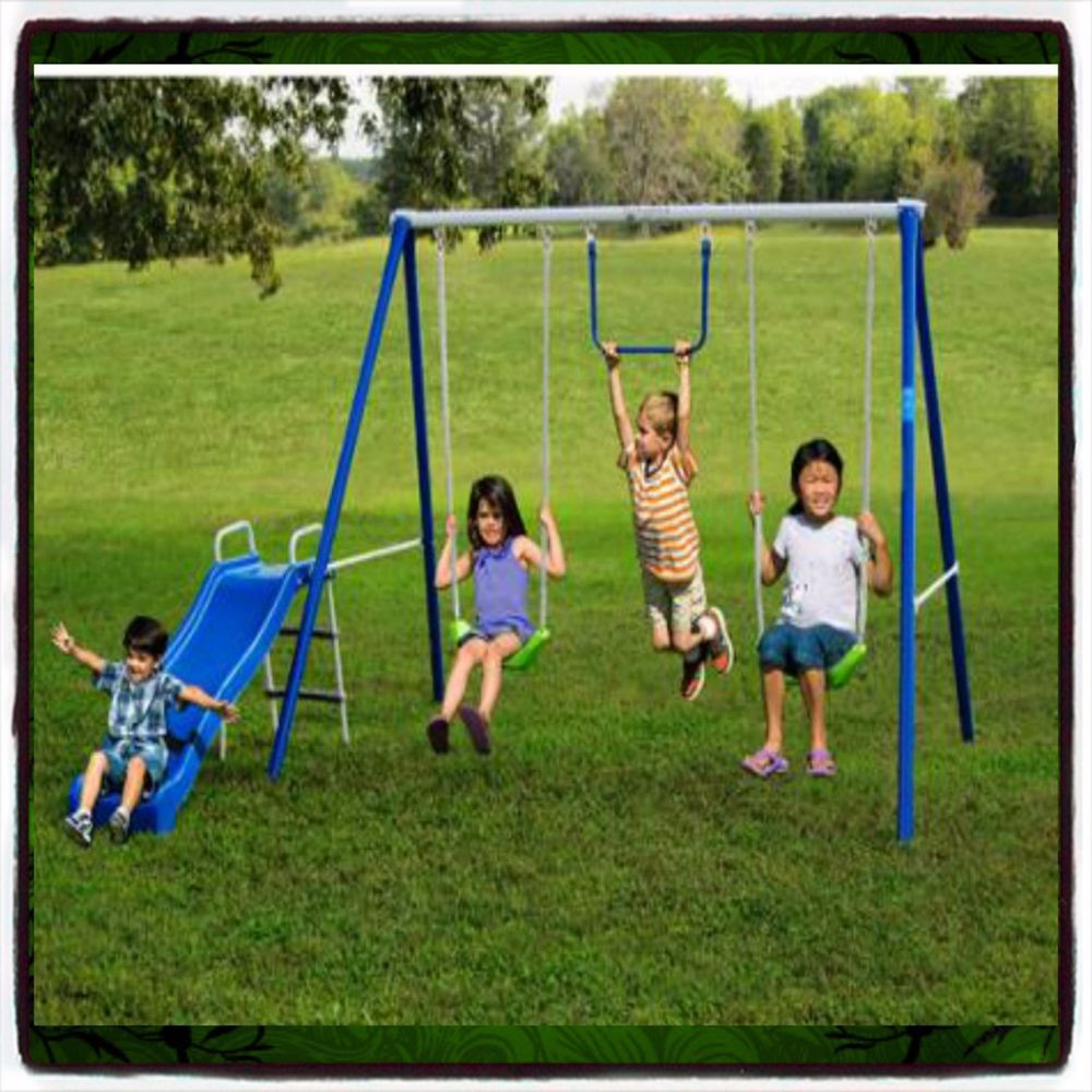 Kids Play Swing
 Swing Set Playground Outdoor Swingset Play Backyard Slide