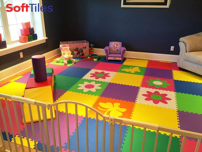 Kids Room Mats
 Colorful Kids Playroom using SoftTiles Flowers and