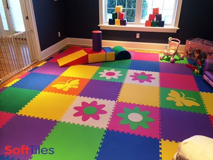 Kids Room Mats
 Colorful Kids Playroom using SoftTiles Flowers and