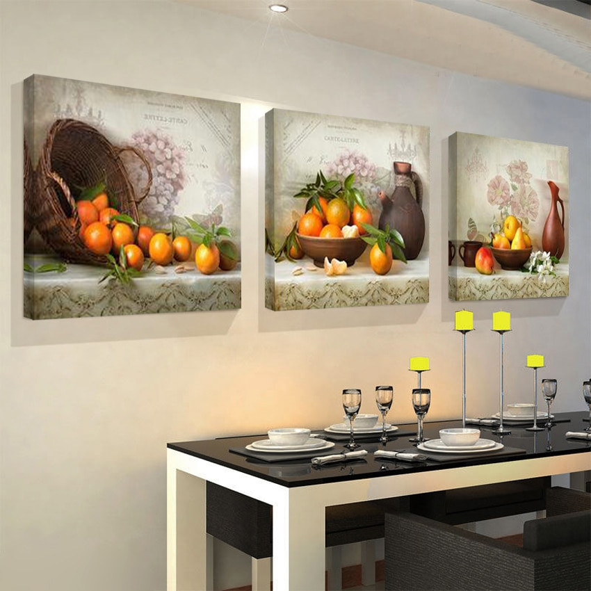 Kitchen Wall Pictures
 2017 Kitchen Fruit 3 Piece Canvas Print Oil Wall