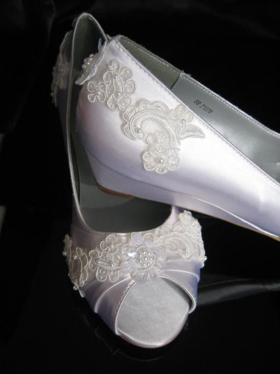 Lace Wedge Wedding Shoes
 Wedding Shoes Wedge Shoes Bridal Wedges with Lace Dyeable