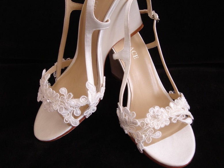 Lace Wedge Wedding Shoes
 Lace Bridal Wedge Heel Wedding Shoes 3 5 inch by
