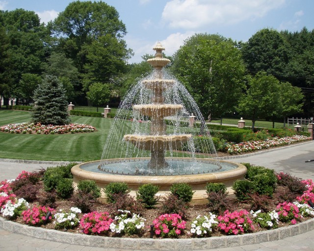 Landscape Fountain Design
 Tiered Estate Fountain Traditional Landscape