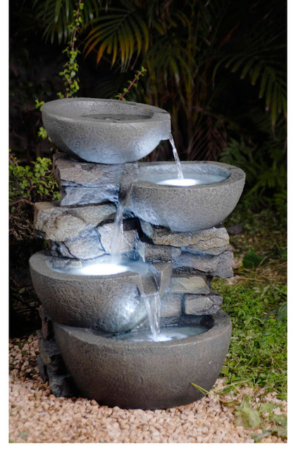 Landscape Fountain Modern
 Modern Bowls with LED Lights Indoor Outdoor Water