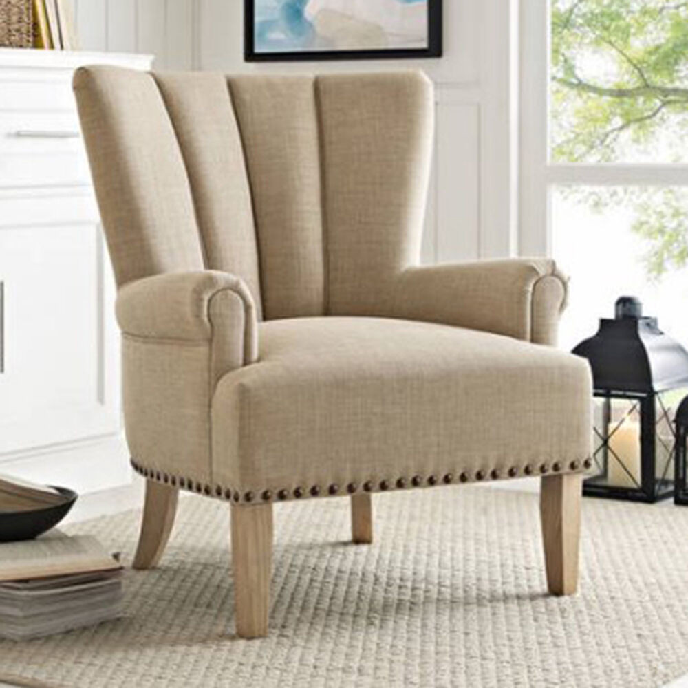 Living Room Furniture Chairs
 Chair Accent Upholstered Beige Living Room Furniture Seat