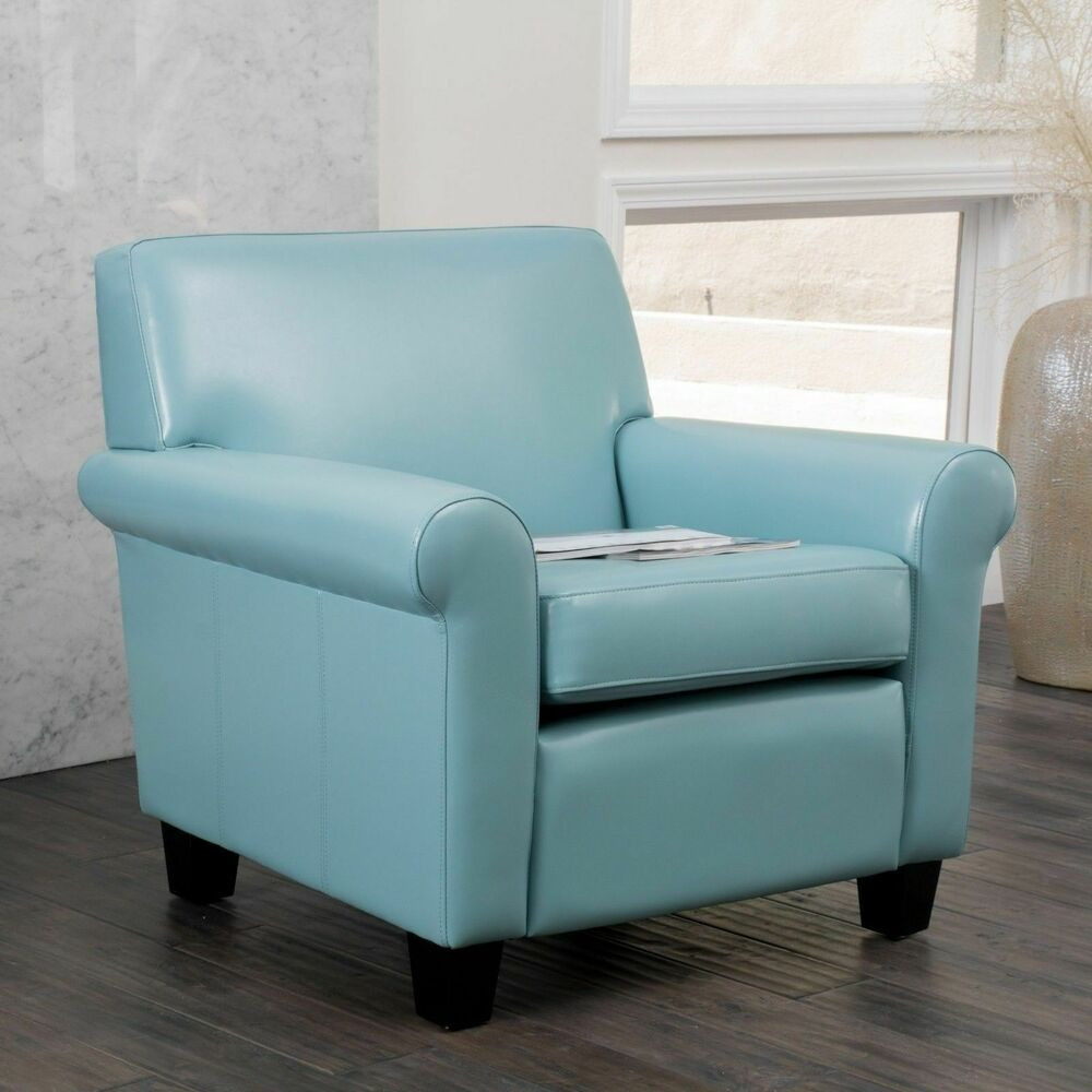 Living Room Furniture Chairs
 Living Room Furniture Teal Blue Leather Club Chair