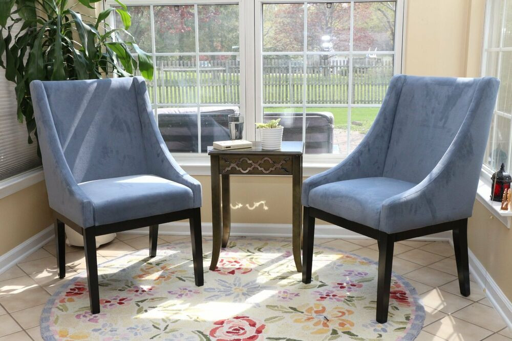 Living Room Furniture Chairs
 SET OF 2 Modern BLUE Arm Slipper Dining Sofa Chair Accent