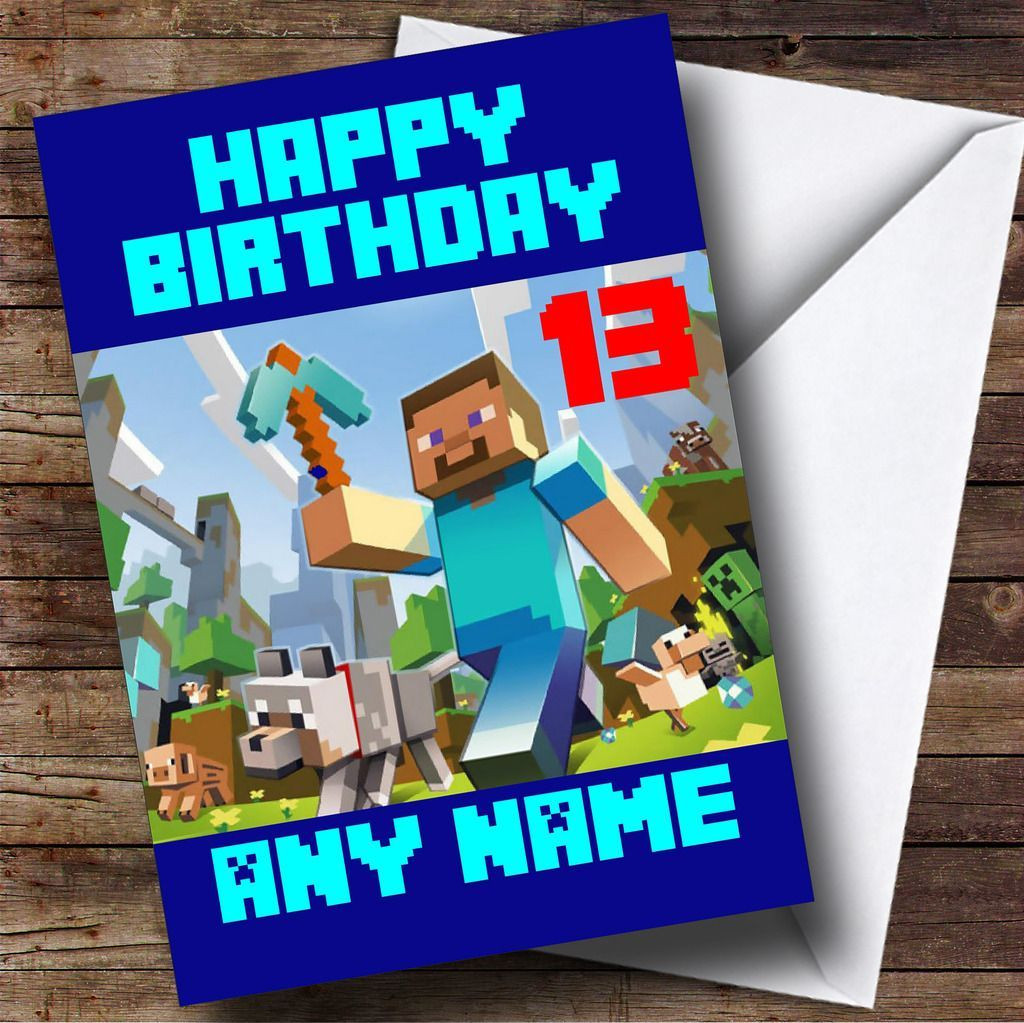 Minecraft Birthday Cards
 Minecraft Personalised Birthday Card The Card Zoo