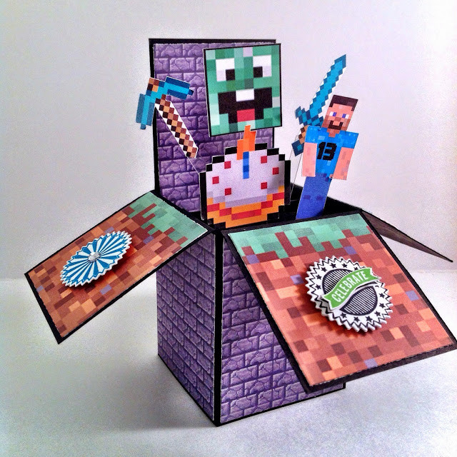 Minecraft Birthday Cards
 InkyPinkies Minecraft Birthday Card In A Box 13th Birthday